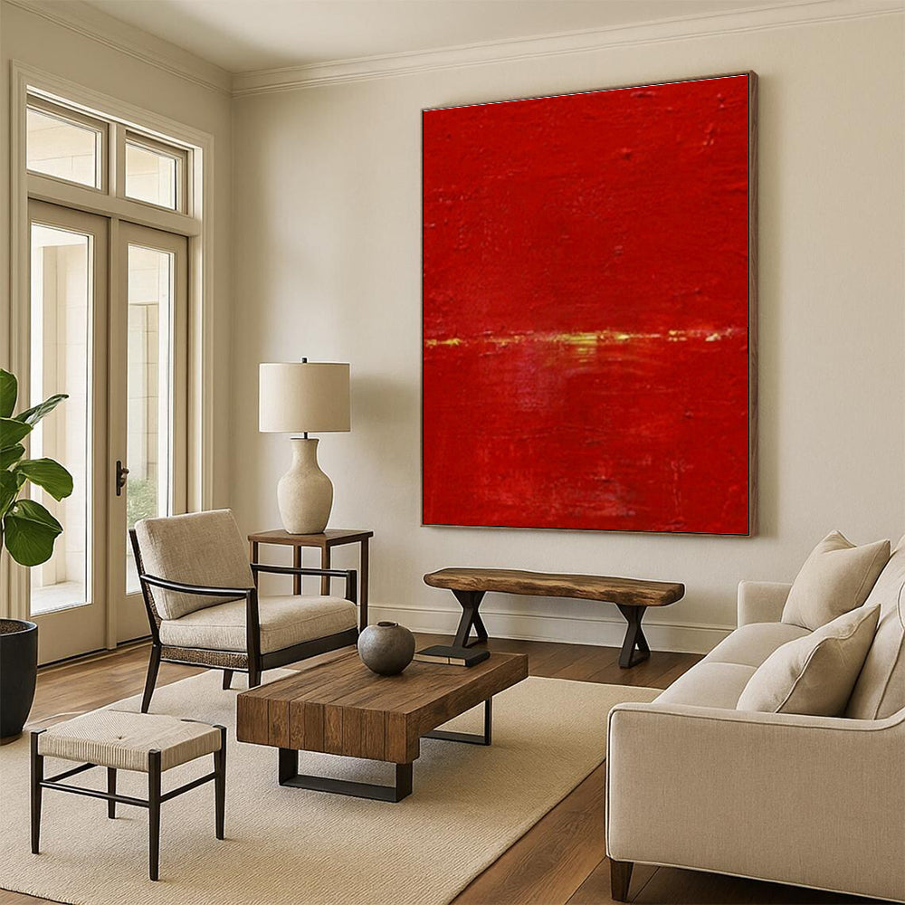 Bold Red Minimalist Art for Modern Office Lobby & Dramatic Dining Room DLZ1992