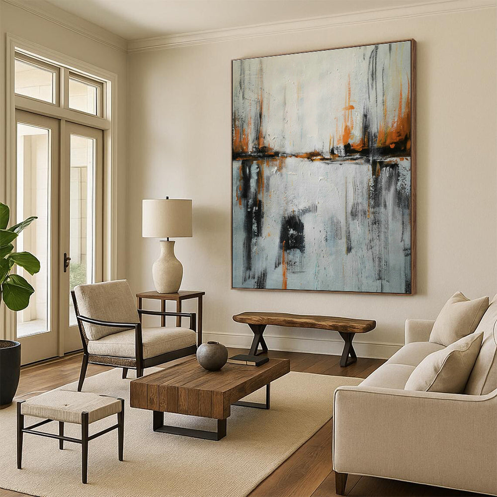 Orange - Black Reflection Abstract Art for Studio & Loft Apartment DLZ0562