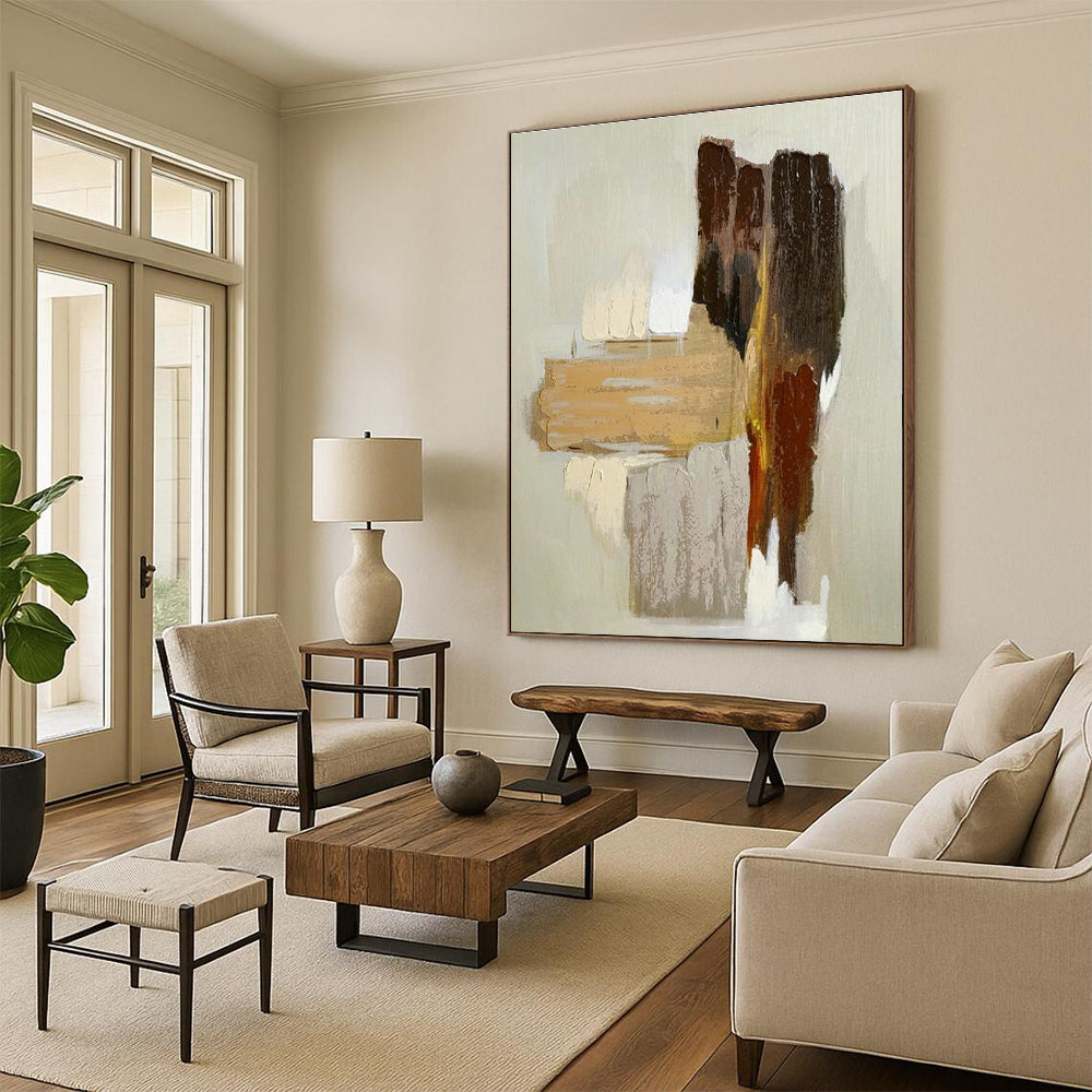 Earth - Tone Abstract Art for Rustic Home & Nature - Inspired Spa DLZ1074