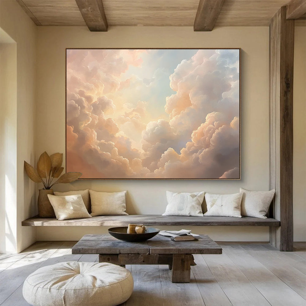 Fluffy Clouds in Sky Art for Children’s Bedroom & Yoga Studio SC406