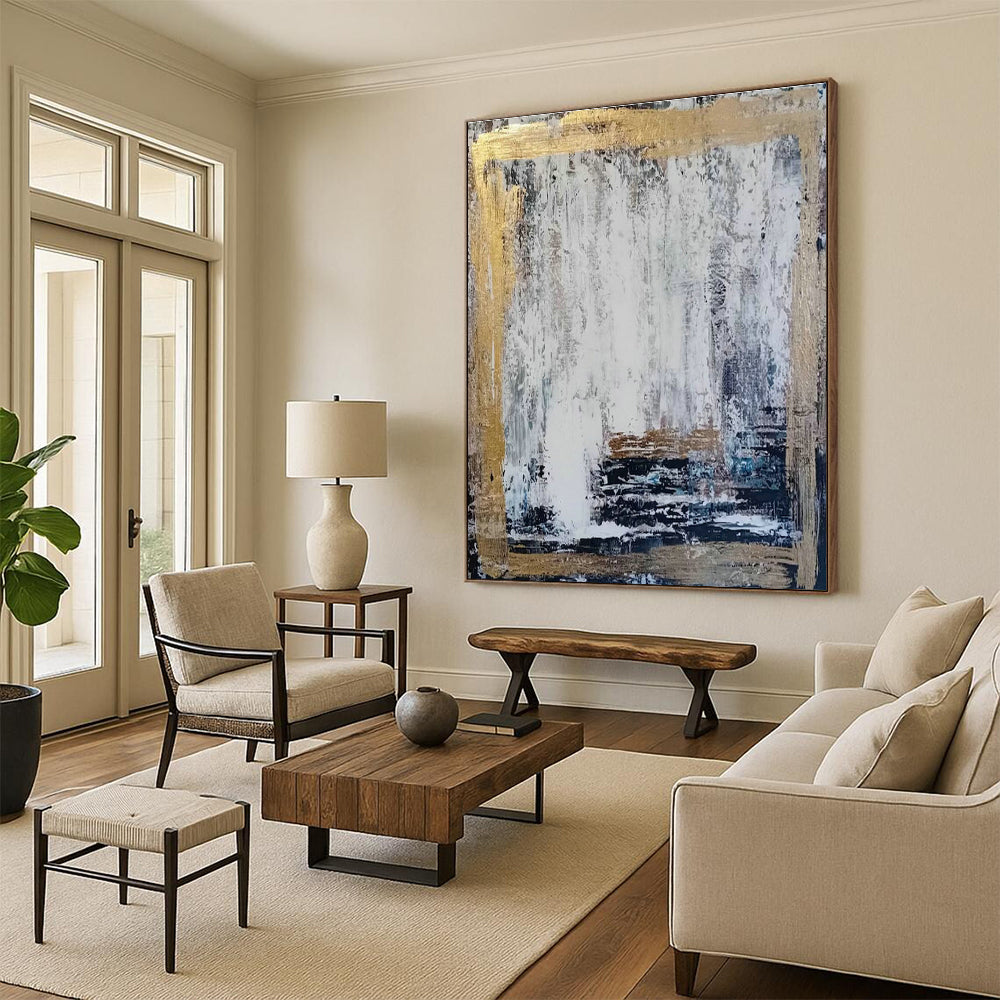 Gold - Framed Abstract Art for Luxury Hotel Lobby & Art - Centric Dining Room DLZ2113