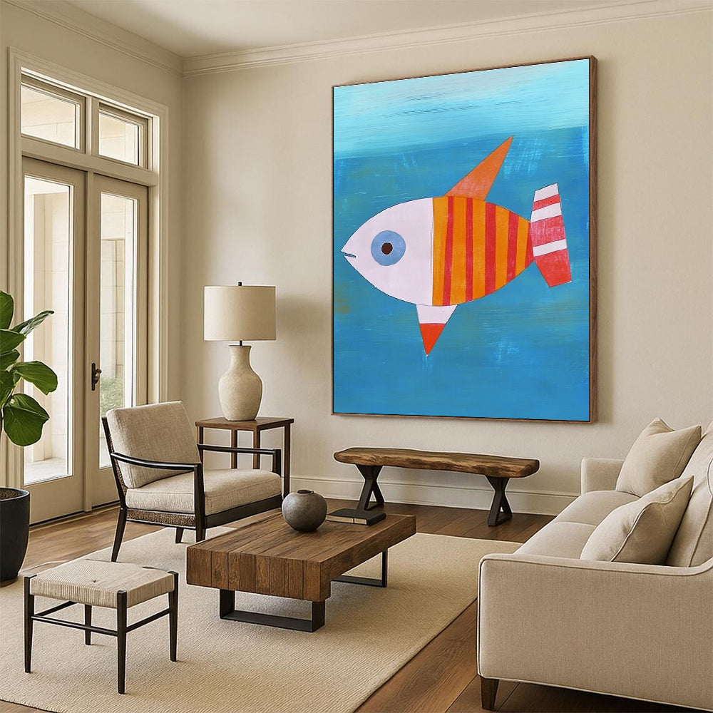 Colorful Striped Fish for Playful Children’s Bathroom & Coastal Home Nook STSC995