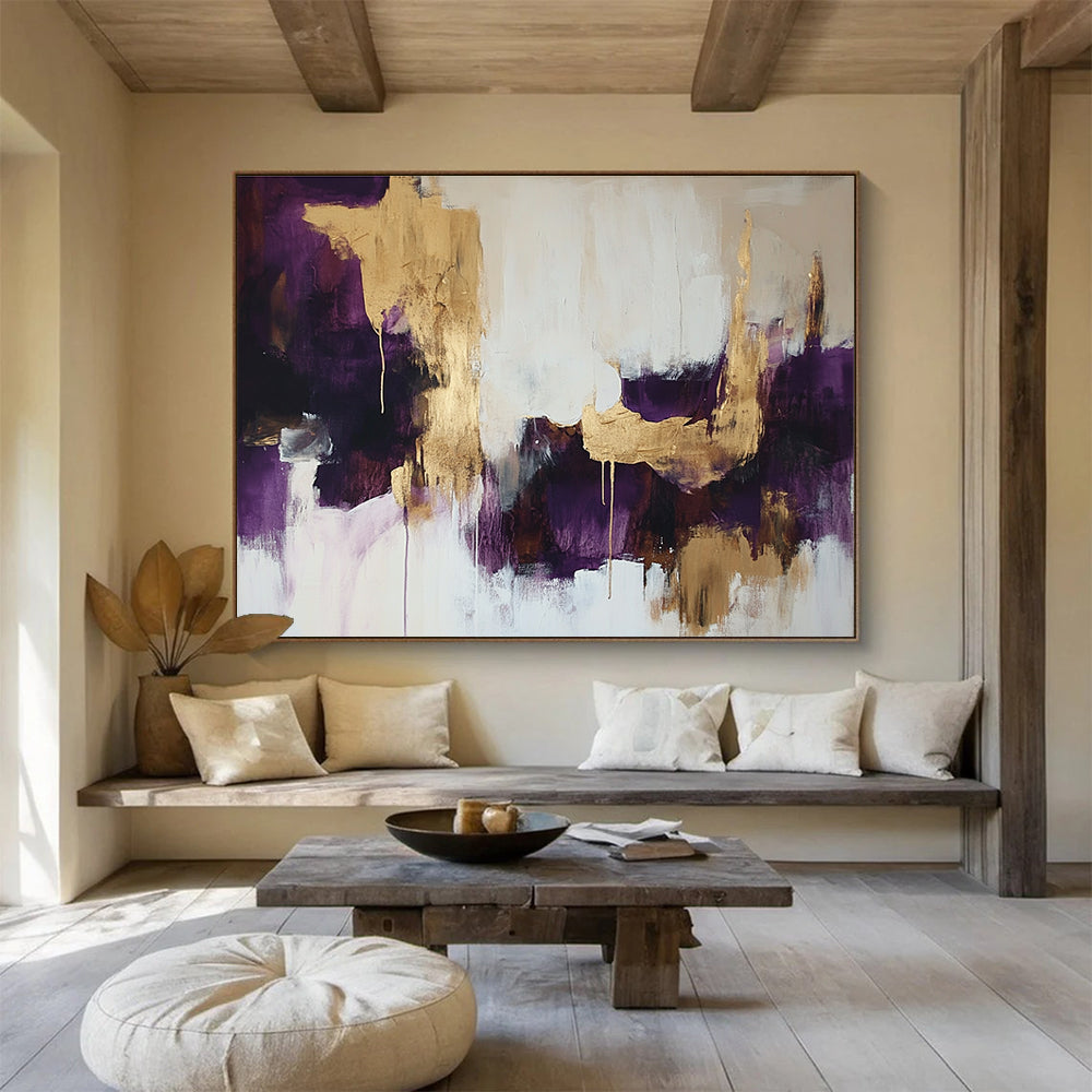 Purple and Gold Abstract Art for Luxury Bedroom & Upscale Restaurant SC212