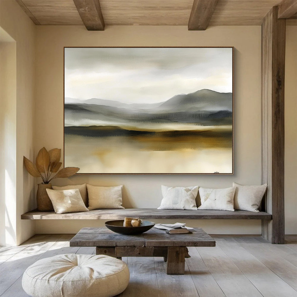 Monochrome Landscape Art for Minimalist Bedroom & Serene Meditation Room SC288