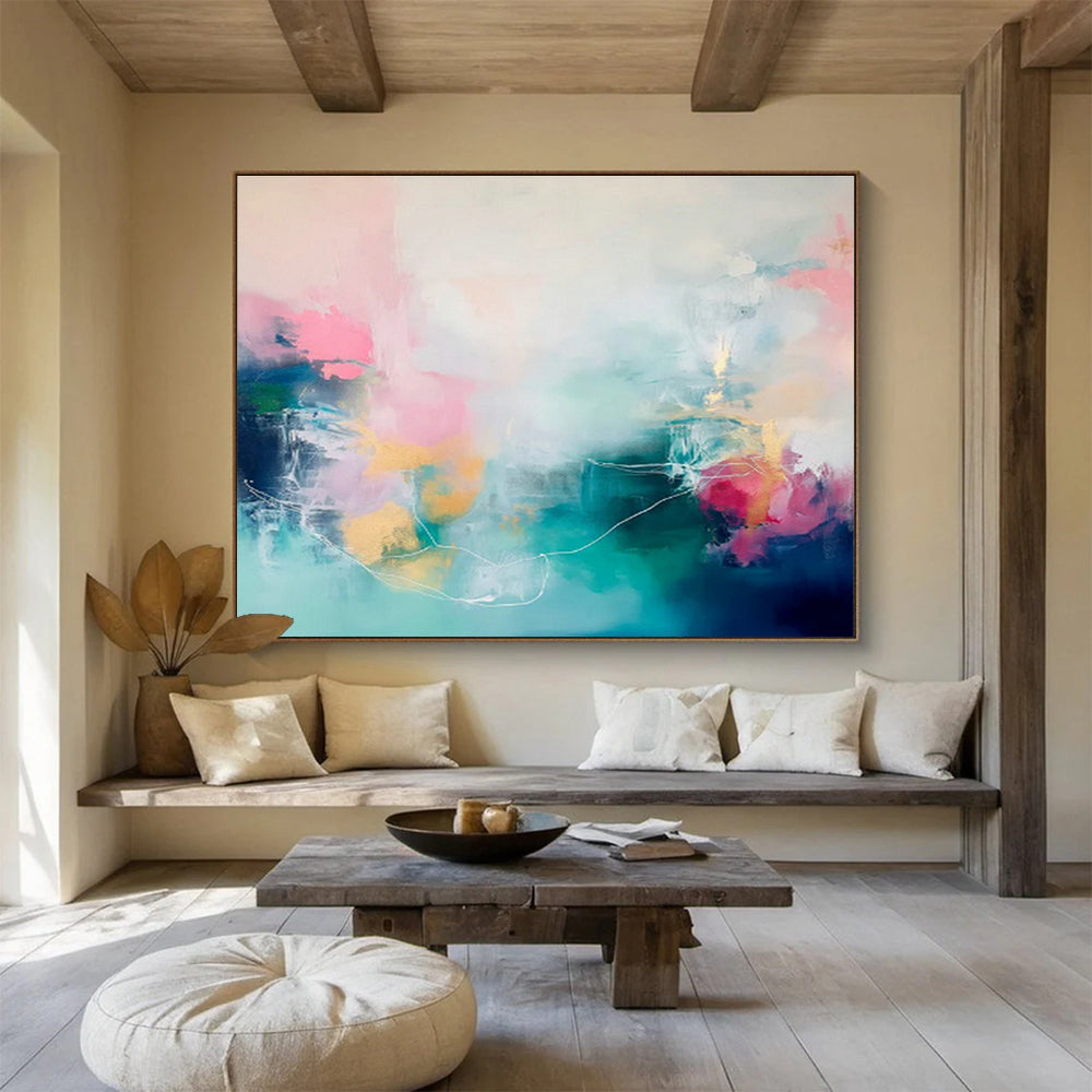 Soft - Colored Abstract Lines Art for Calming Bedroom DLZ2856