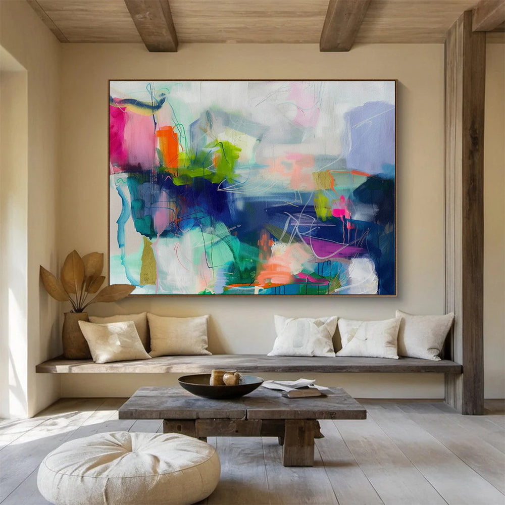 Vibrant Abstract Composition Art for Modern Office Breakroom DLZ2858