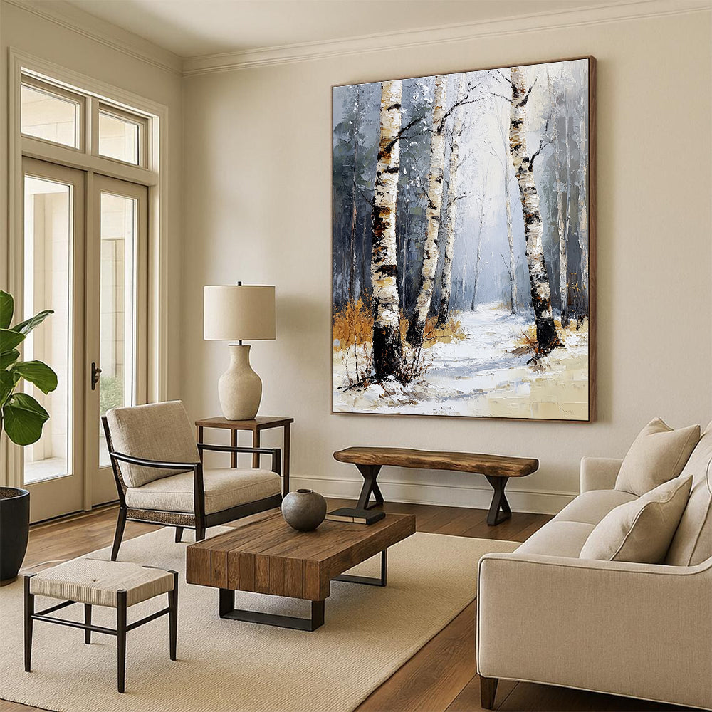Winter Birch Forest for Cozy Cottage Living Room & Nature - Themed Spa STSC1271