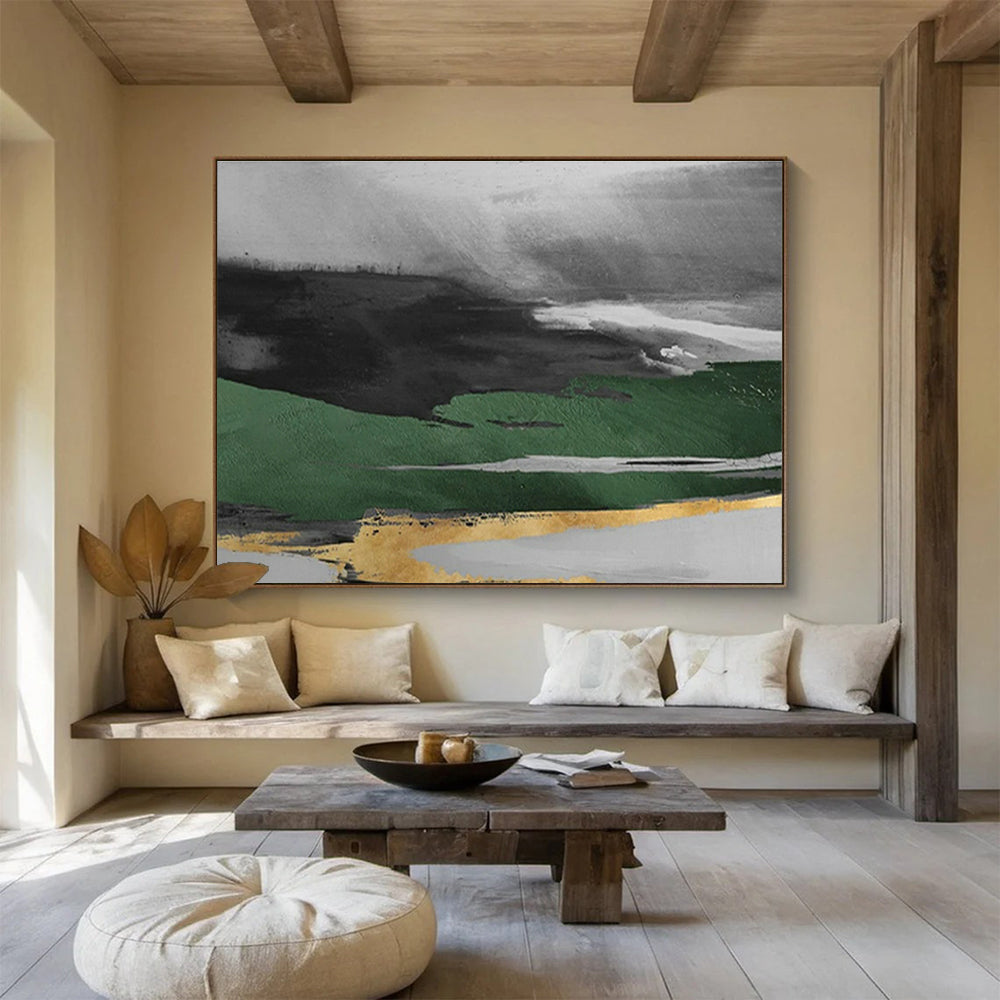Dark Green - Gold Abstract for Luxury Home Office DLZ2990