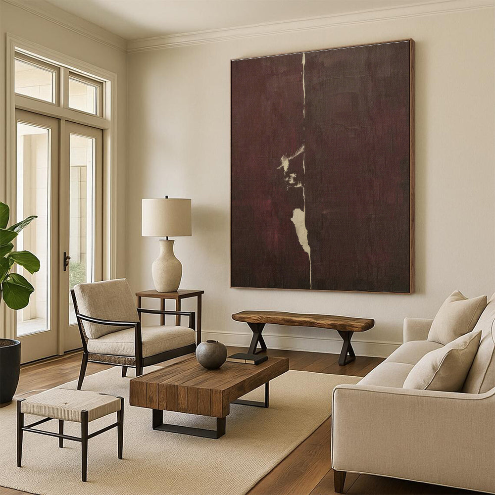 Dark Brown Line Abstract Art for Rustic Home Office & Art Gallery DLZ1156