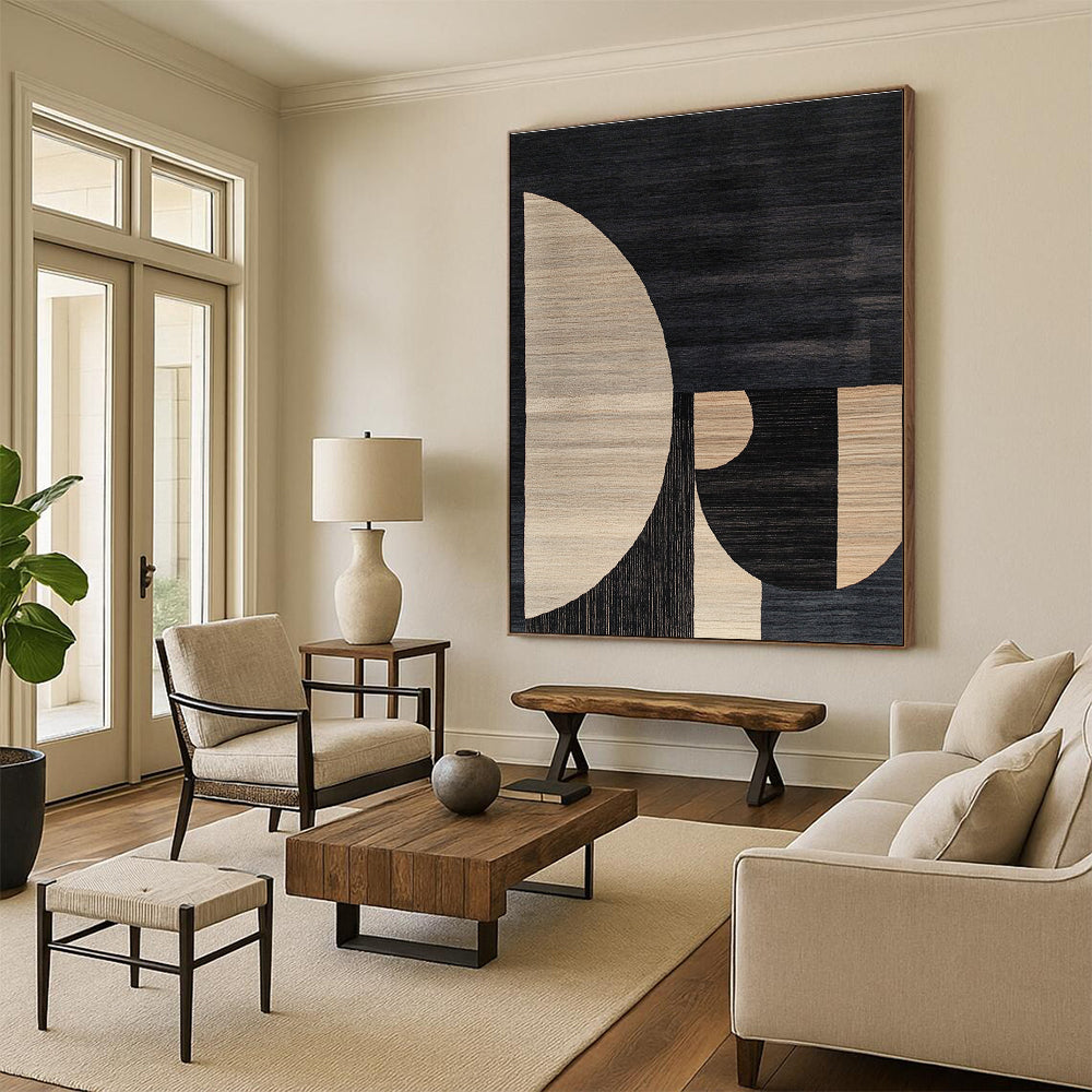 Geometric Black and Beige for Contemporary Art Space & Modern Minimalist Home STSC1169