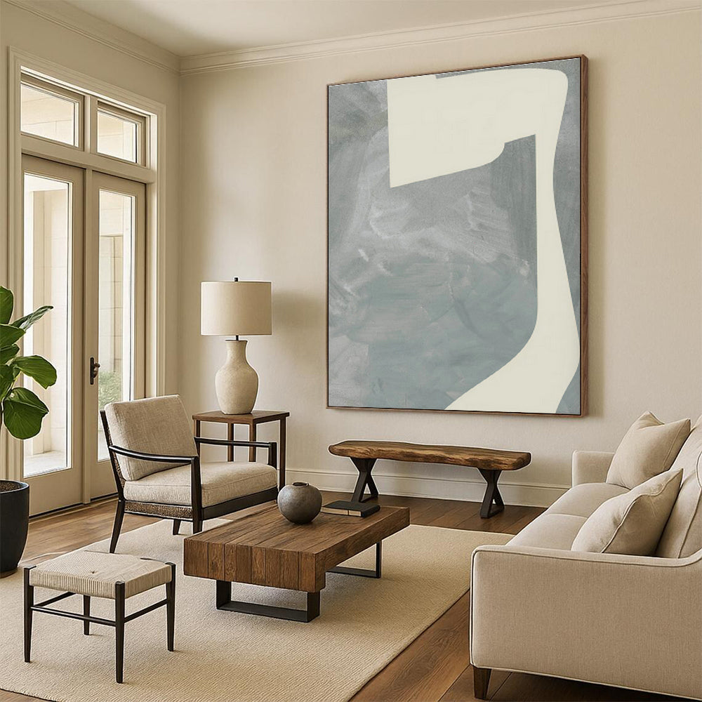 Light Gray Geometric Abstract Art for Contemporary Hotel Lobby & Zen - Inspired Bedroom DLZ0711
