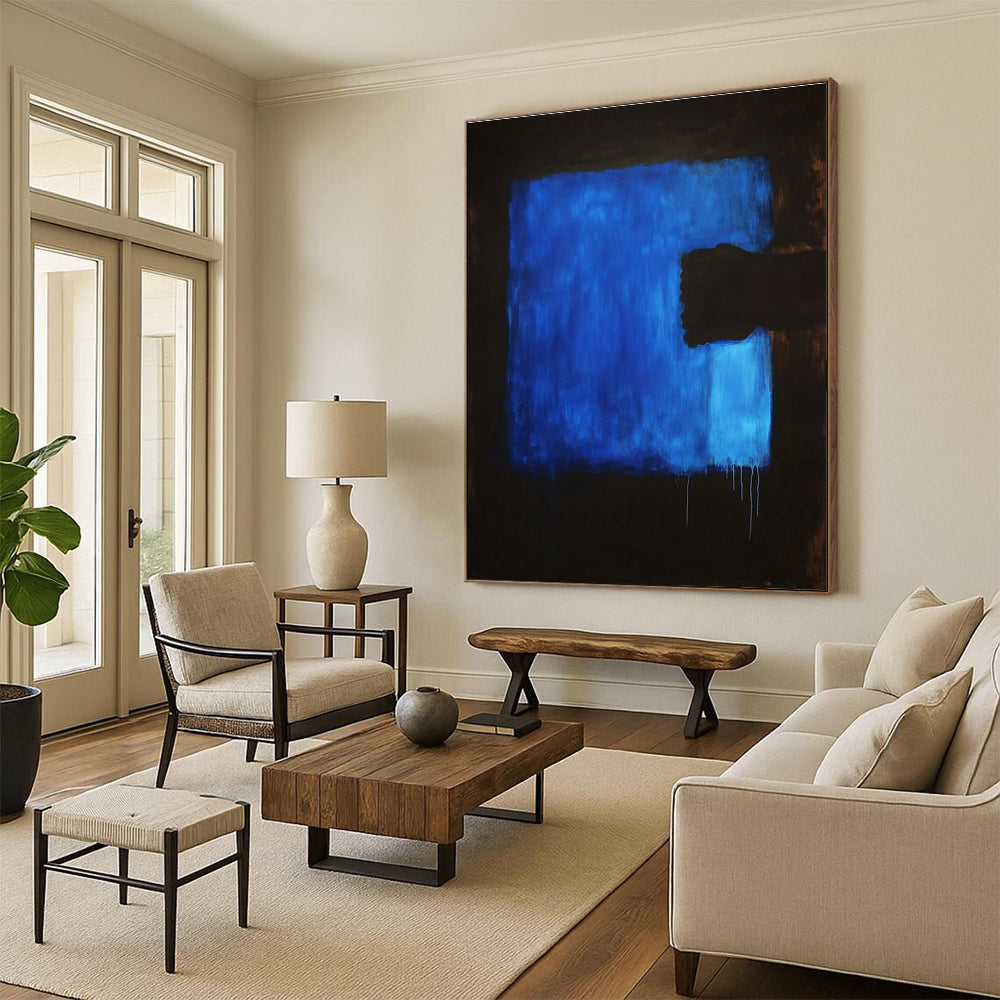 Blue and Black Abstract Form Art for Modern Art Gallery & Industrial - Style Lounge STSC1313
