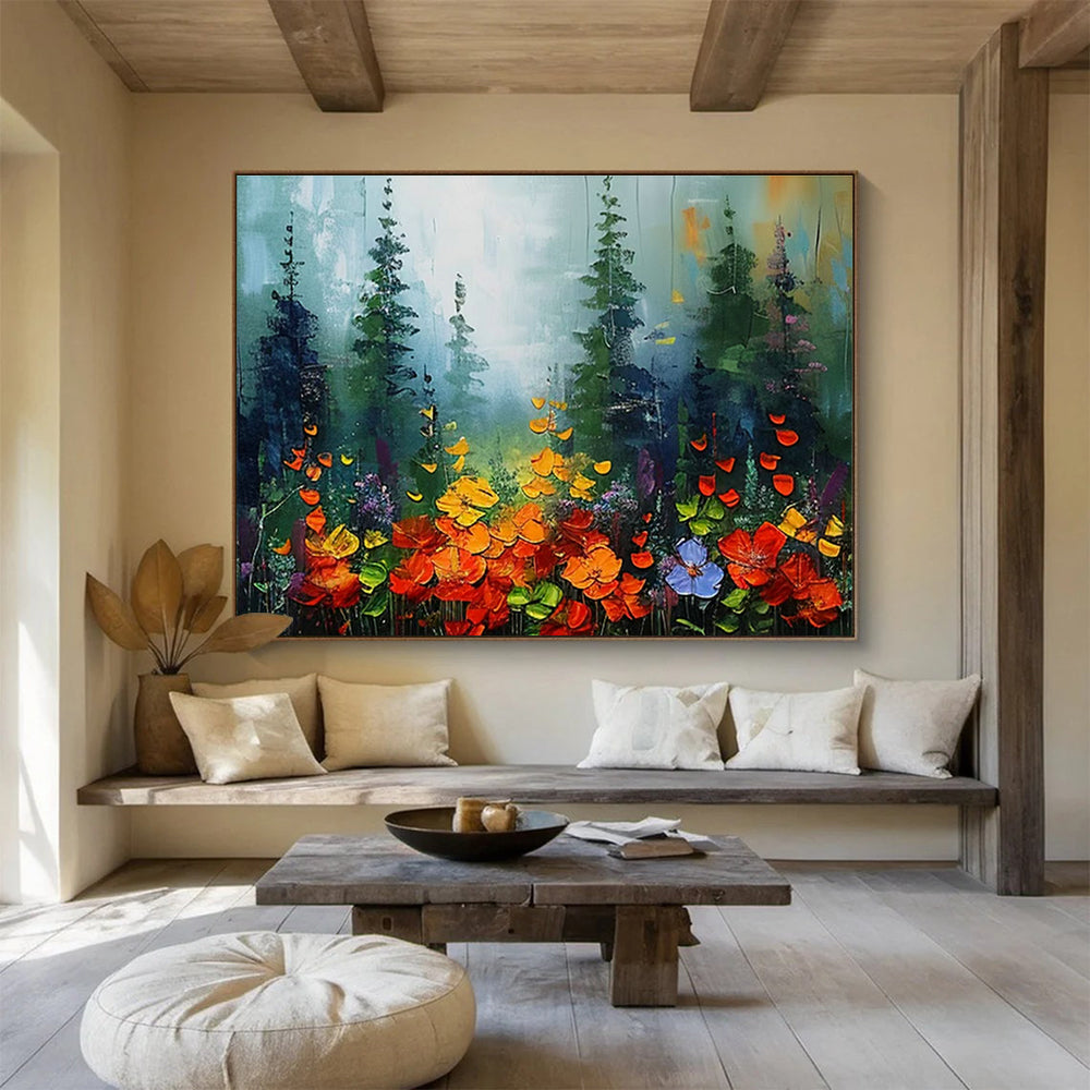 Flower - Filled Forest Art for Bohemian - Style Garden Party Tent Decor DLZ3216