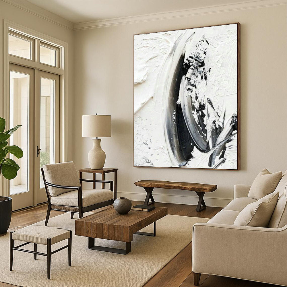 Black - White Brushstroke Art 1 for Bedroom & Office DLZ0372