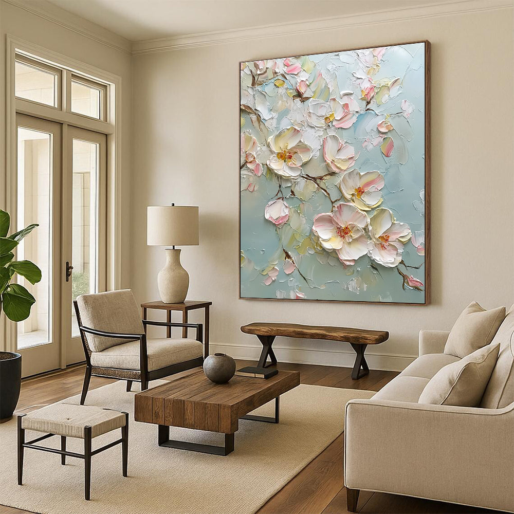 Textured Floral Blossoms Art for Romantic Wedding Venue & Nature - Lover’s Living Room STSC1371