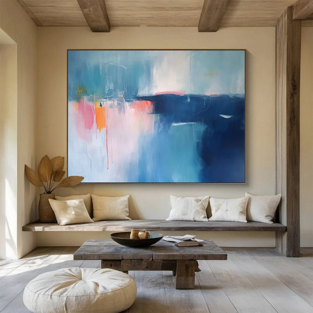 Soft - Hued Coastal Abstract Art for Seaside Spa & Light - Filled Bedroom SC063
