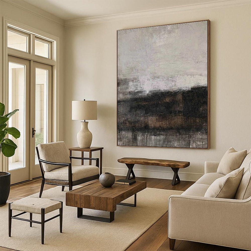 Gray - Black Textured Abstract Art for Industrial Loft & Minimalist Office DLZ1880