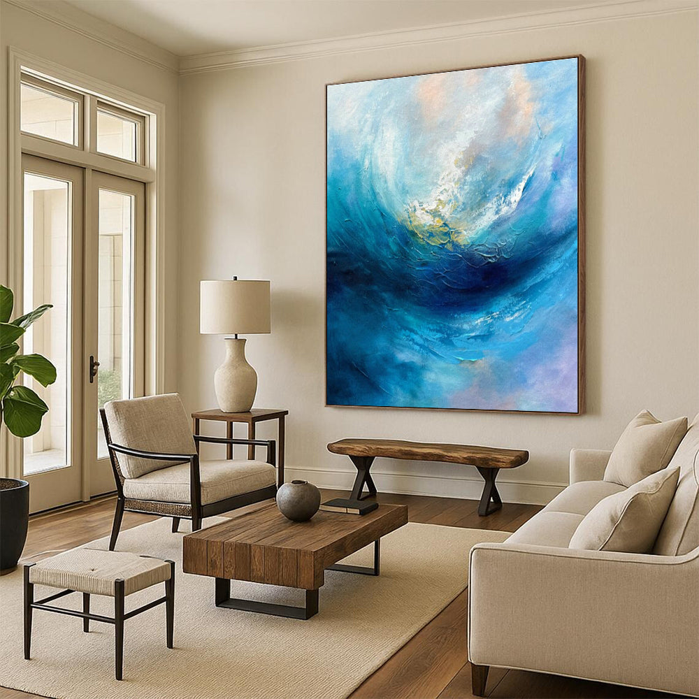 Blue Swirl Art for Beachfront Home Living Room & Ocean Conservation Center DLZ1528