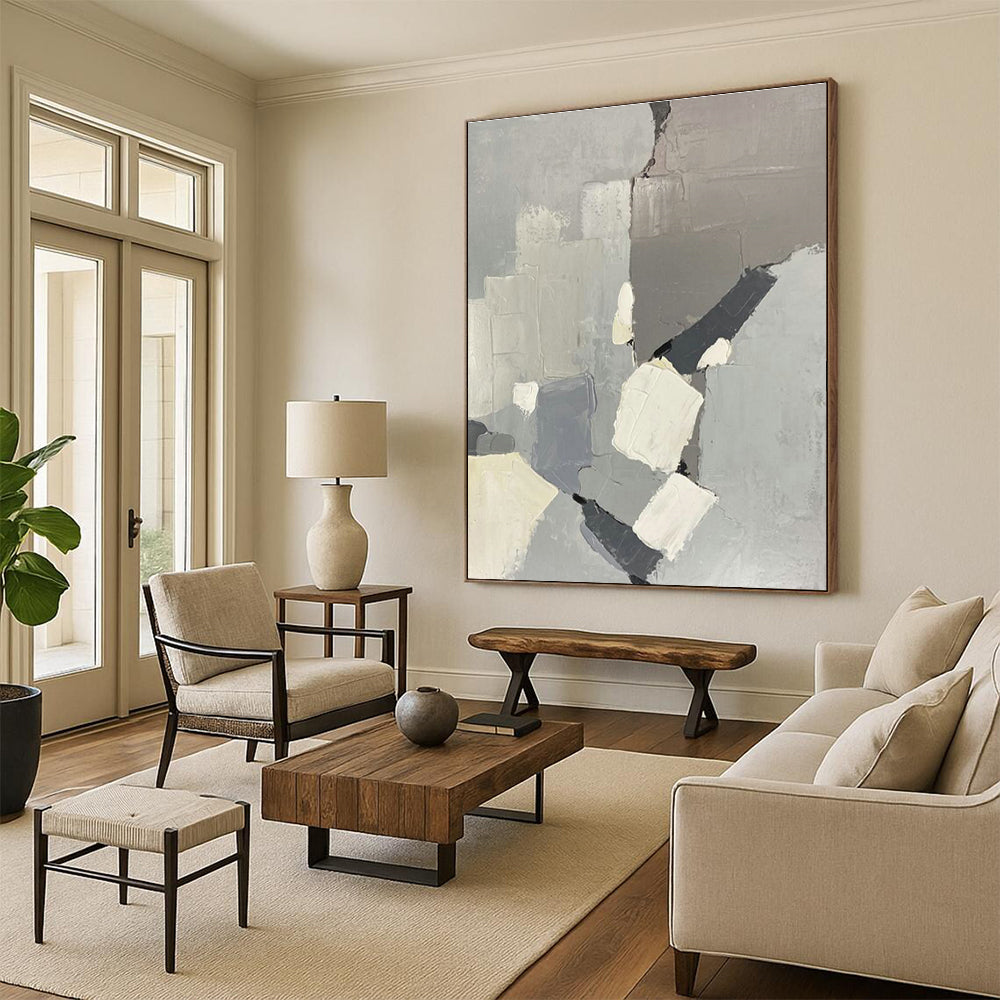 Minimalist Gray - Block Abstract Art for Corporate Office & Modern Hotel Lobby DLZ2286