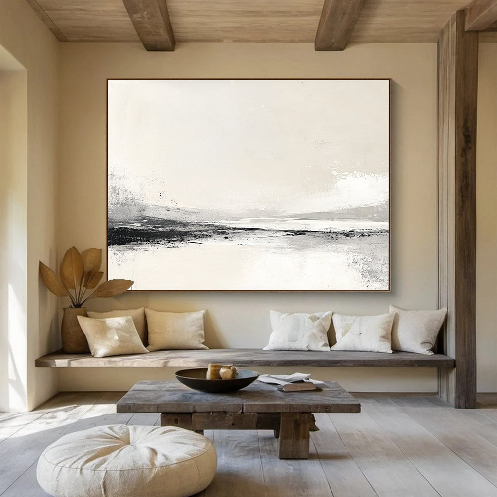 Monochrome Beach Scene Art for Coastal Home Library & Minimalist Beach House SC095