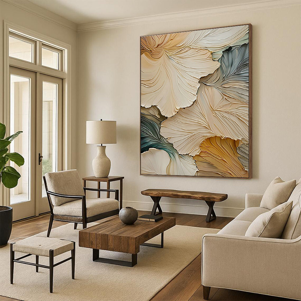 Multicolor Ginkgo Leaf Art for Contemporary Office Breakroom & Botanical Art Gallery DLZ1392