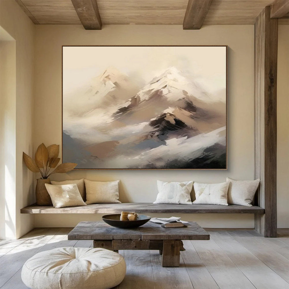 Calming Light - Colored Mountain Painting for Tranquil Bedroom Nook Relaxation DLZ2709