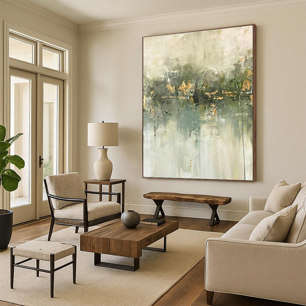 Light - Toned Abstract Landscape Art for Spa Retreat & Minimalist Bedroom DLZ0660