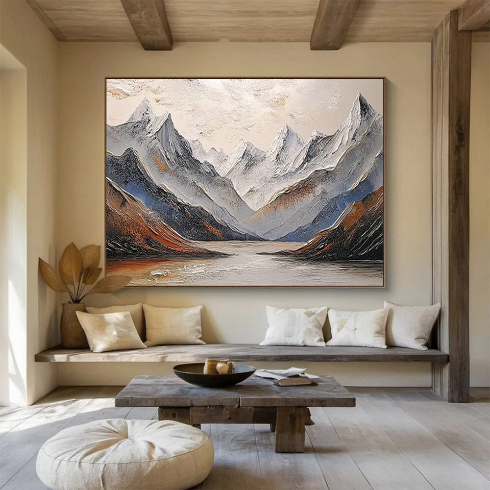 3D Snow - Mountain and Lake Art for Alpine - Inspired Living Room DLZ2840