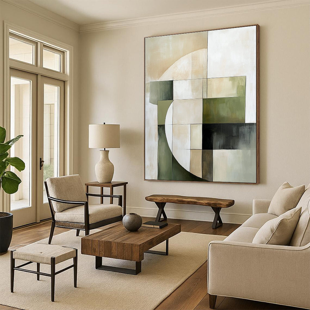 Geometric Neutral Tones for Minimalist Living Room & Modern Office STSC430