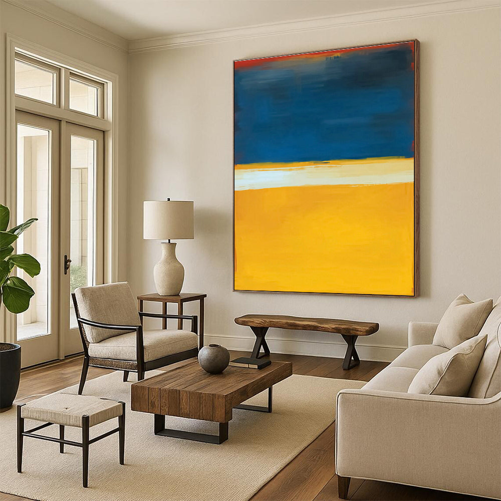 Blue - Yellow - White Abstract Art for Living Room & Bedroom DLZ0451