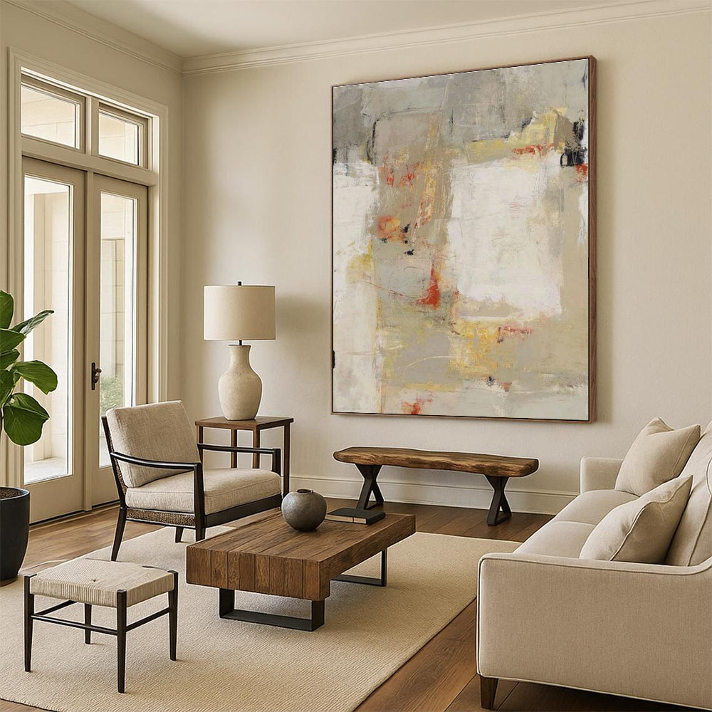 Neutral Abstract Composition Art for Minimalist Office & Modern Art Gallery DLZ2150