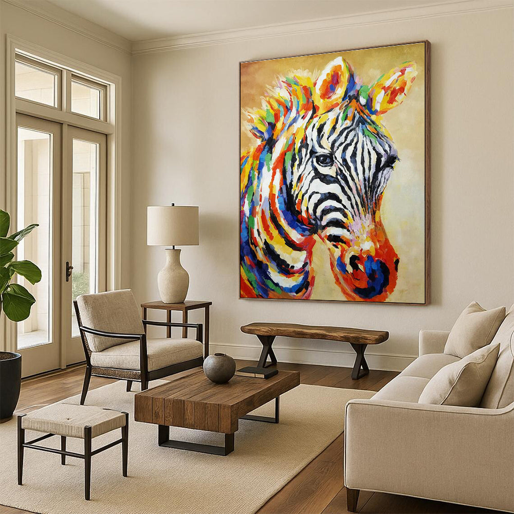 Colorful Zebra Portrait Art for Vibrant Kids' Playroom & Art - Eclectic Home DLZ2142