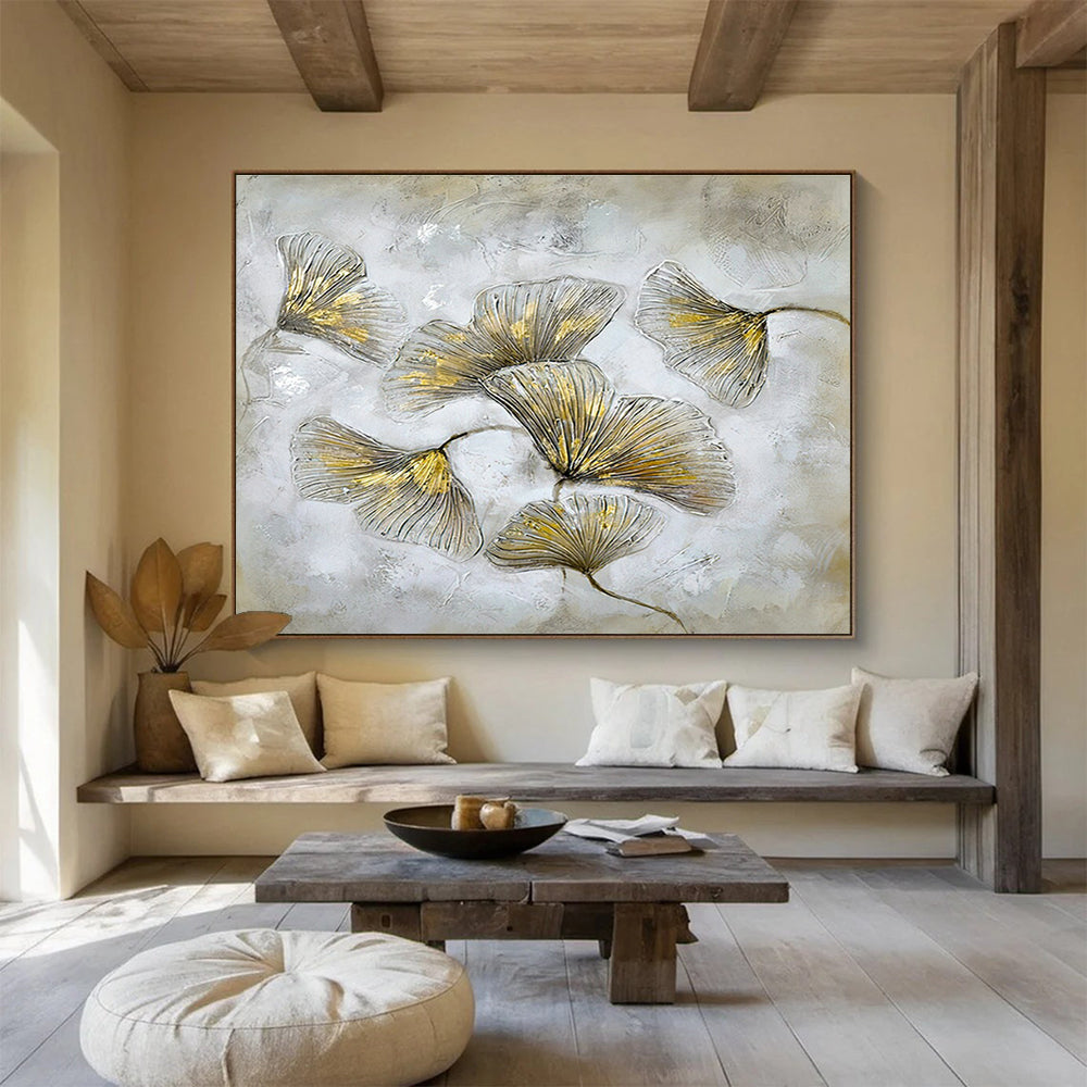 Ginkgo Leaf Relief Art for Zen - Inspired Spa Waiting Rooms DLZ3174