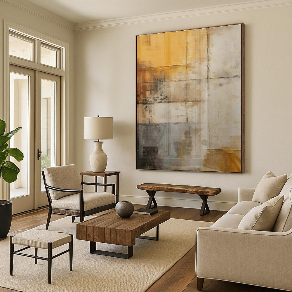 Yellow - Gray Abstract Art for Industrial - Chic Loft & Creative Agency DLZ1954