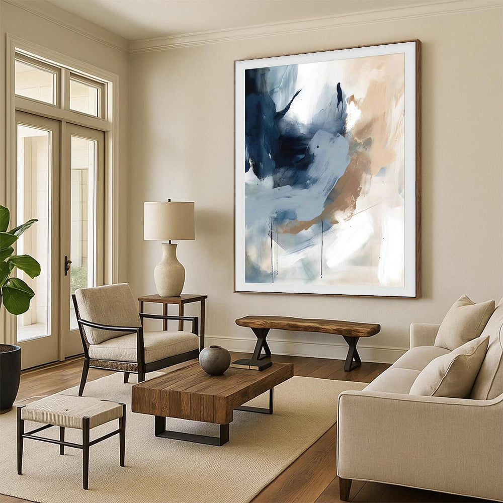 Blue - Gray Abstract Art for Corporate Reception Areas DLZ0106