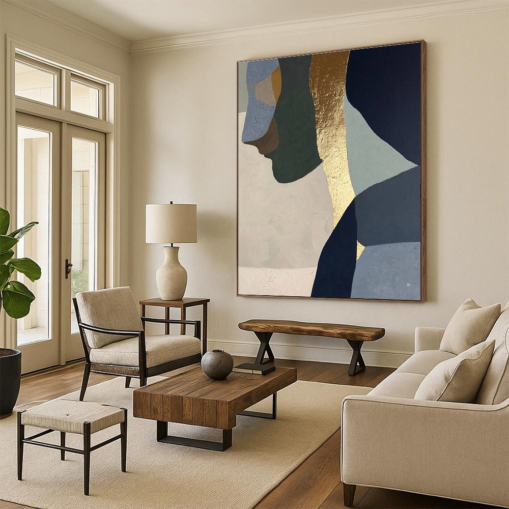 Abstract Geometric Faces with Gold Accent for Modern Home & Art - Centric Salon STSC756