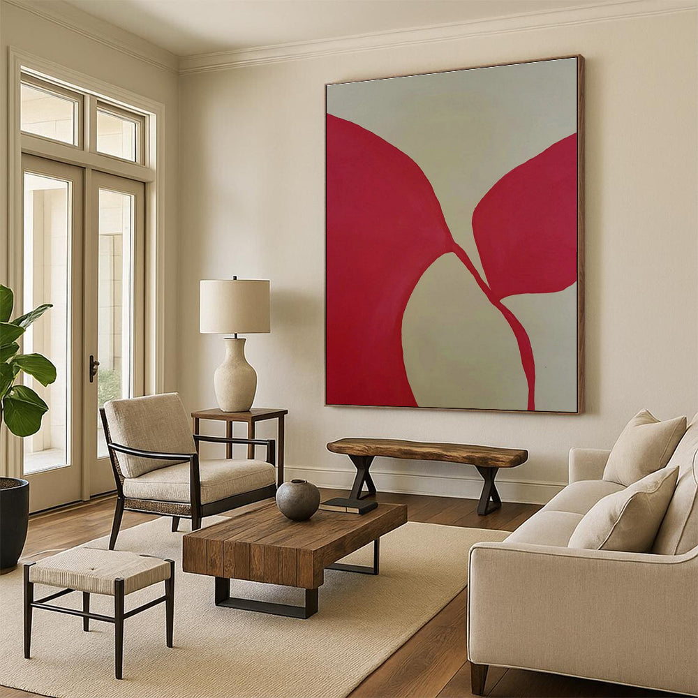 Red Double - Leaf Abstract Art for Florist Shop & Home Living Room DLZ1087