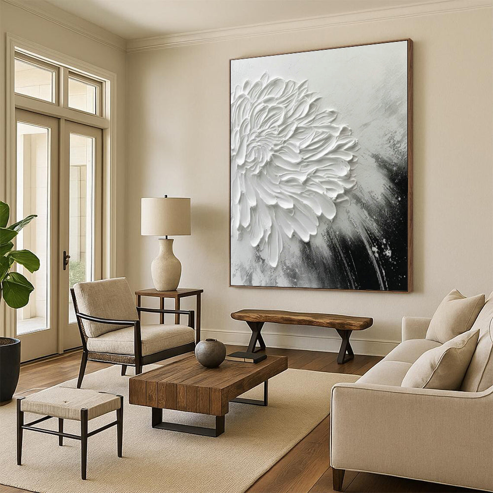 3D White Flower Abstract for Romantic Bedroom & Botanical Café DLZ0902
