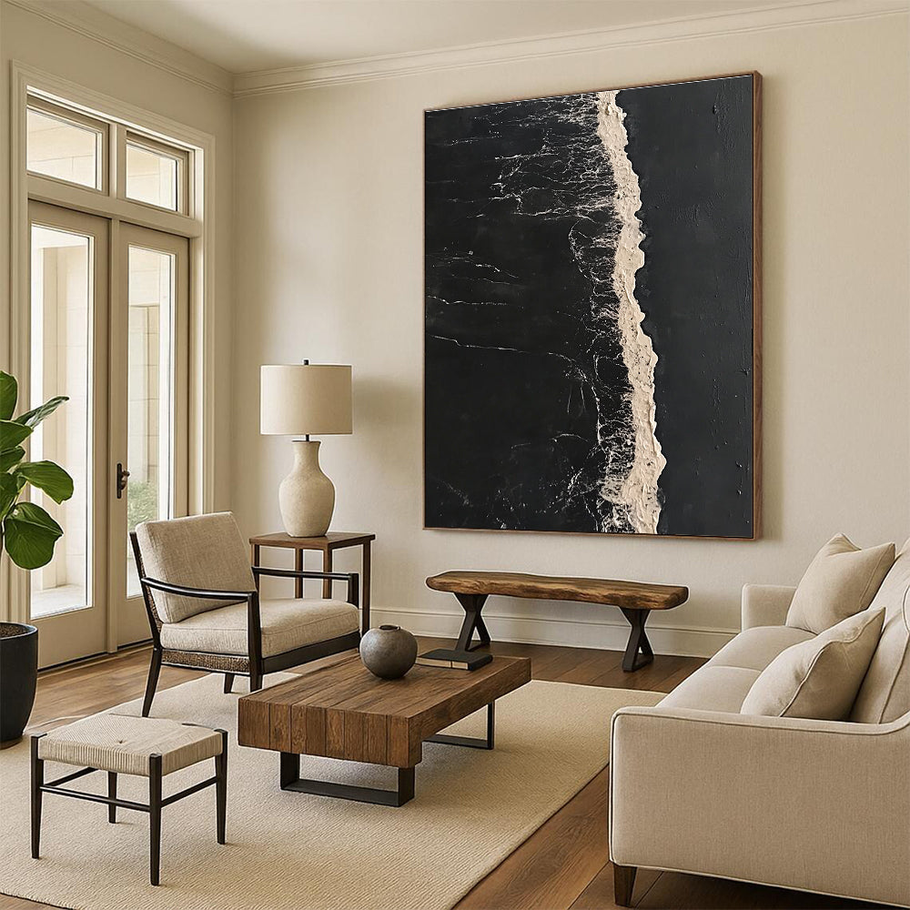 Black and White Textured Art for Minimalist Home Entryway & Contemporary Art Gallery STSC1044