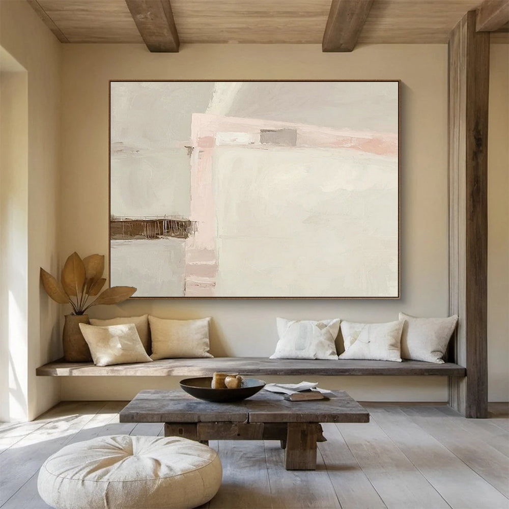 Light Pink - Grey Tone Abstract Art for Minimalist Bedroom DLZ2816
