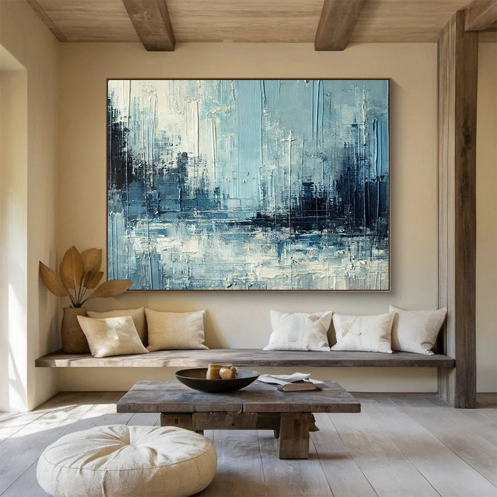 Blue - Grey Urban Abstract Art for Industrial - Style Loft DLZ2751