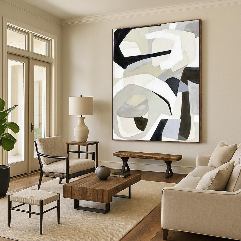 Gray - White Geometric Abstract Art for Minimalist Home & Creative Agency DLZ1148