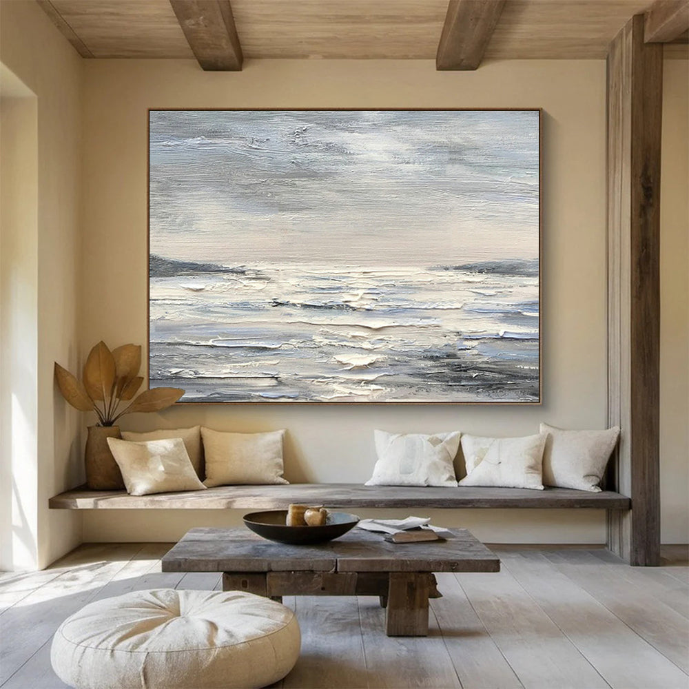 Layered Gray Waves Art for Meditation - Focused Bedroom DLZ3014