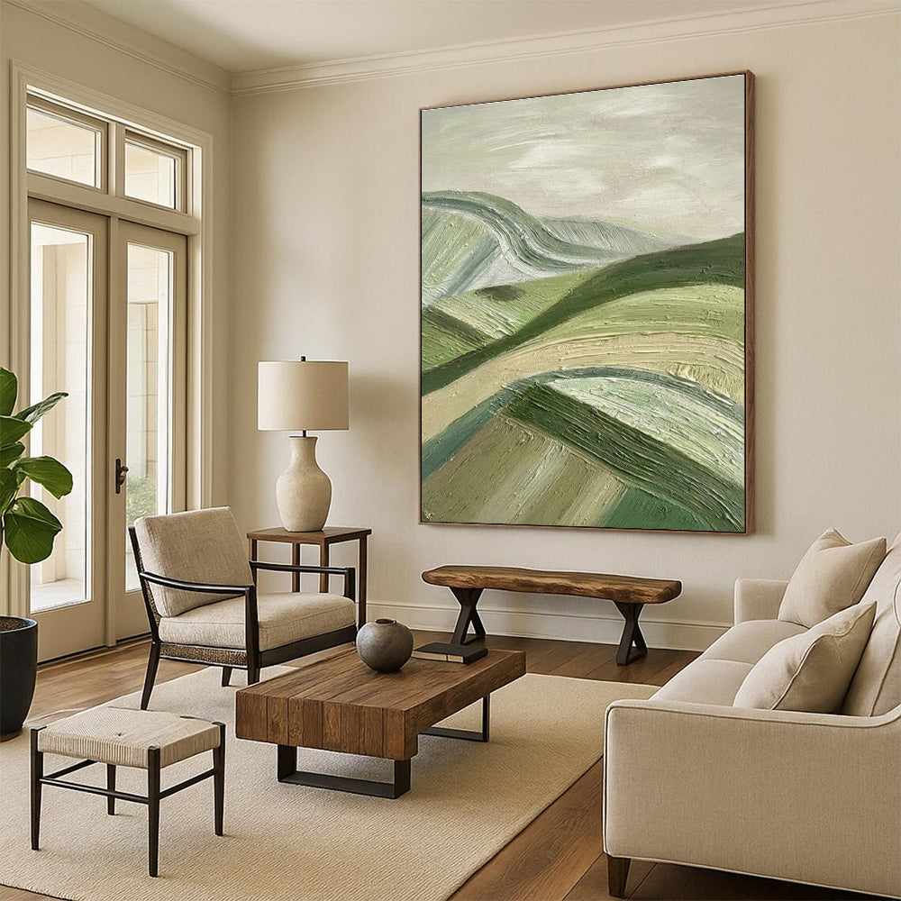 Green Rolling Hills Painting for Country Kitchen & Hiking Lodge DLZ0606