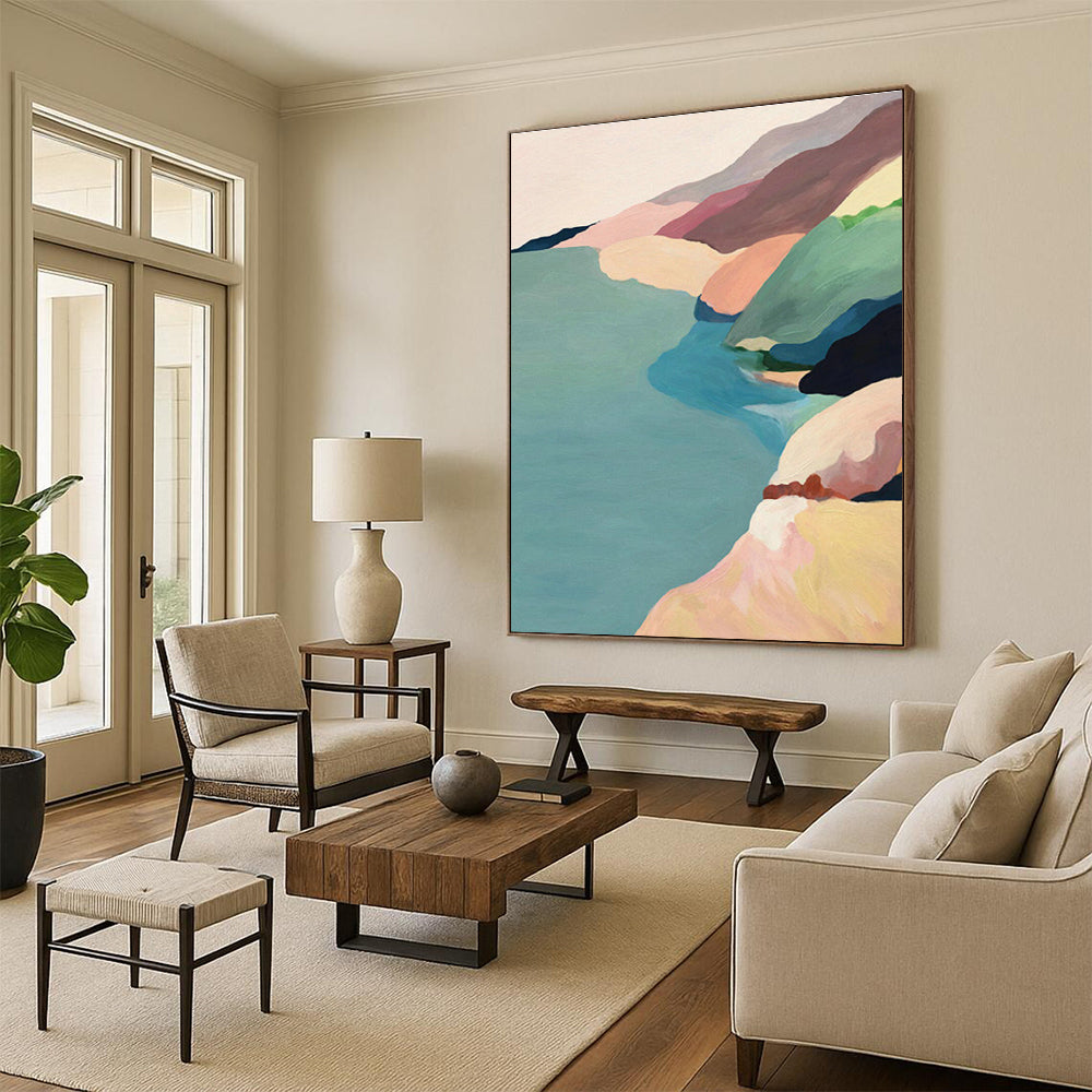 Color - Blocked Coastal Art for Beach House Living Room & Modern Seaside Café DLZ1420