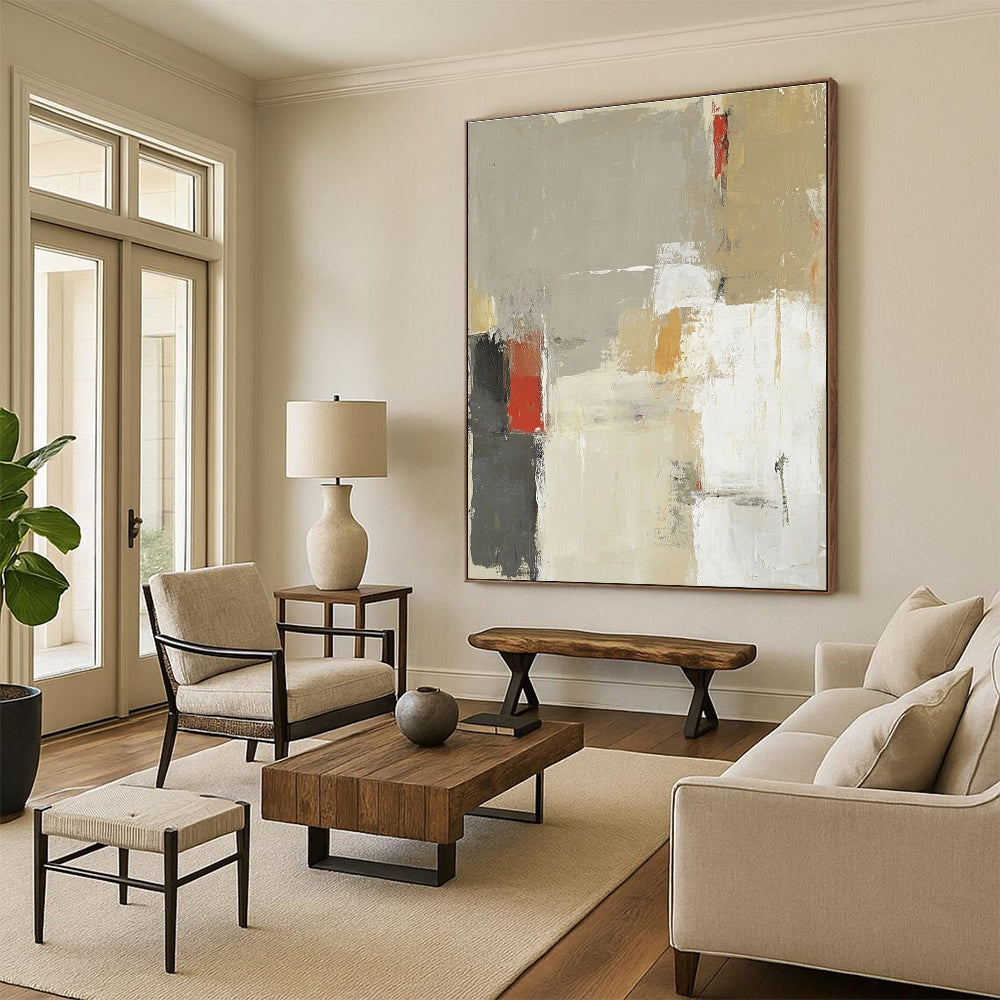 Neutral Abstract Layers for Scandinavian - Style Home & Serene Meditation Room STSC616