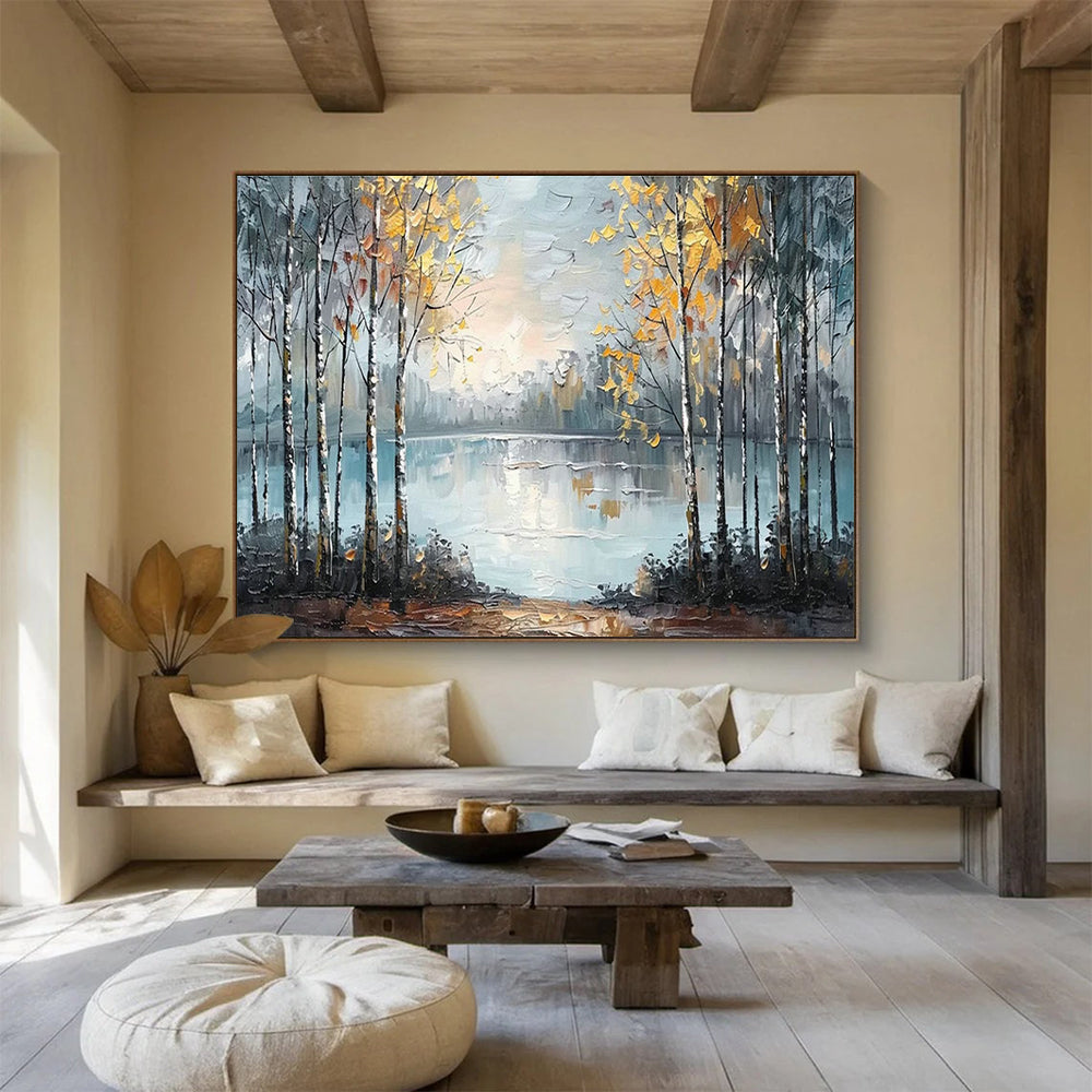 Lake & Forest Landscape Art for Rustic Cabin Living Room Decor DLZ3288