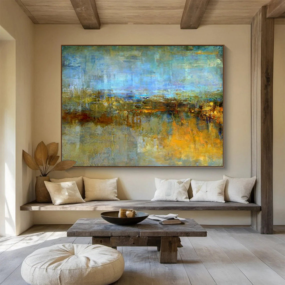 Blue - Yellow Urban Abstract Art for Modern Office DLZ2756