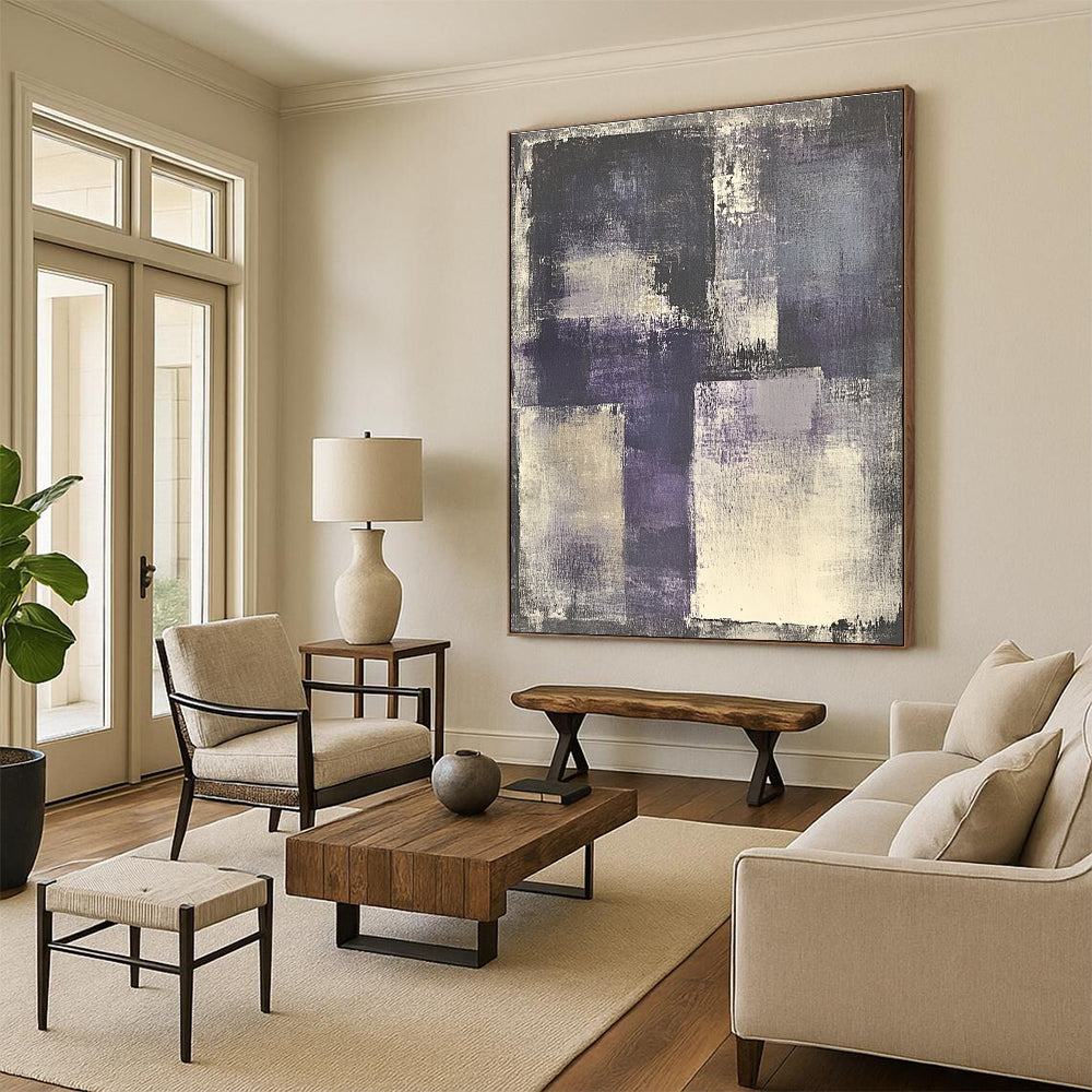 Serene Purple - Gray Blocks Art for Library & Meditation Room STSC682