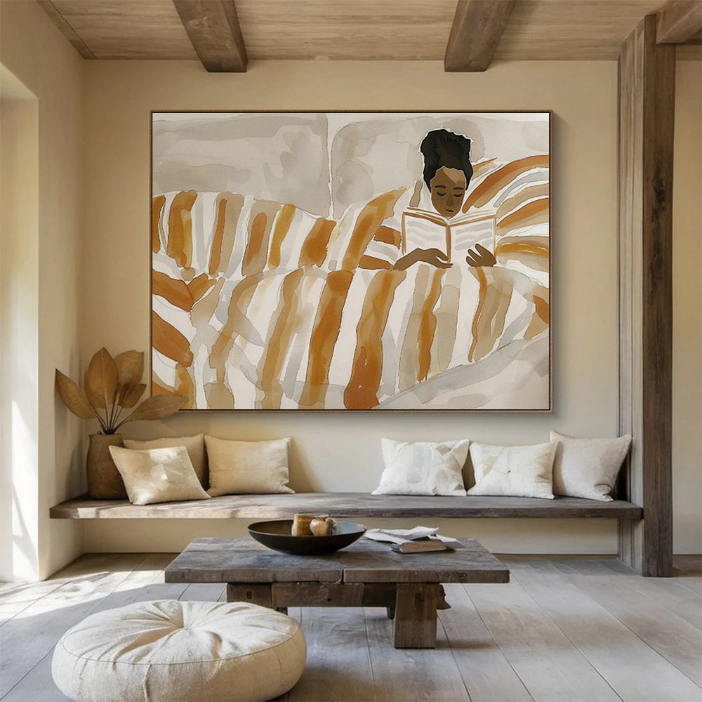 Reading in Bed Figure Art for Cozy Home Library Corners DLZ2614